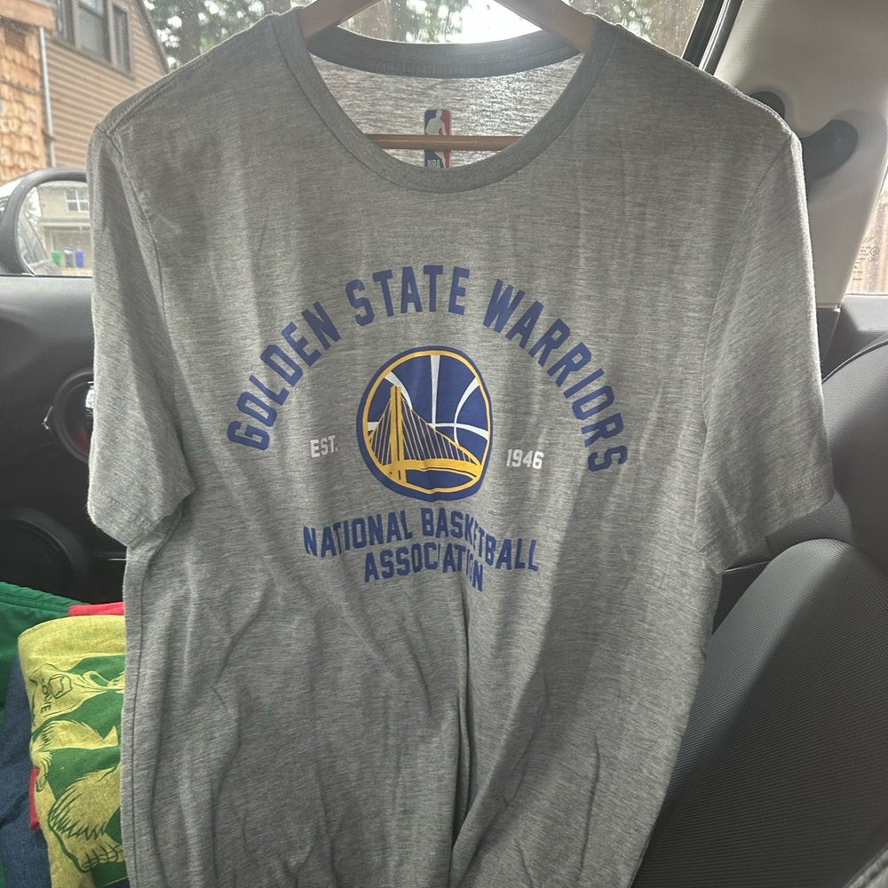 NBA Gray Short Sleeve Tee with Red & Blue Logo